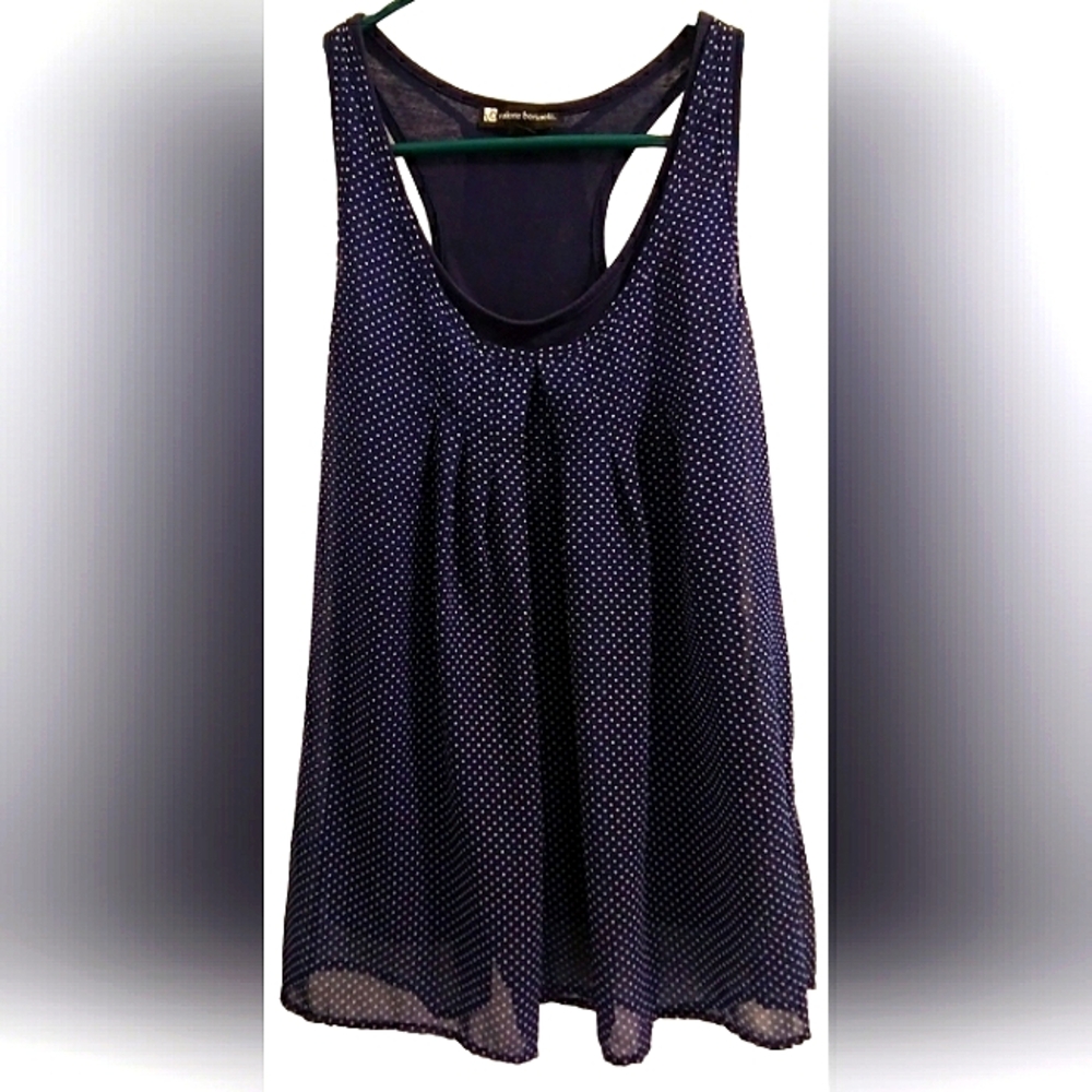 Valerie Bertinelli Polka Dot Racer Back Tank Top Size M